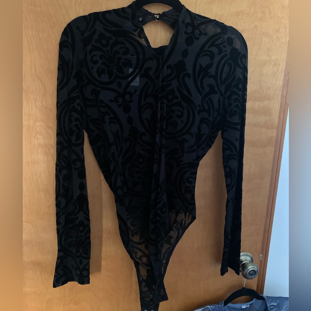 Fashion nova lace-pattern mesh bodysuit NWT